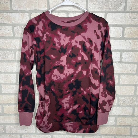 Burgundy and Black Tie Die Maternity Sweatshirt - Picture 1 of 5
